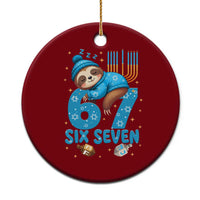 67 Six Seven Meme Ceramic Ornament Funny Hanukkah Sloth - Wonder Print Shop