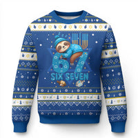 67 Six Seven Chanukkah Meme Hanukkah Ugly Sweater Funny Lazy Sloth - Wonder Print Shop