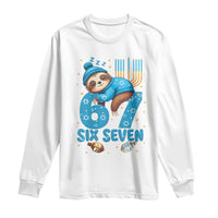 67 Six Seven Meme Long Sleeve Shirt Funny Hanukkah Sloth - Wonder Print Shop