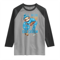 67 Six Seven Meme Raglan Shirt Funny Hanukkah Sloth - Wonder Print Shop