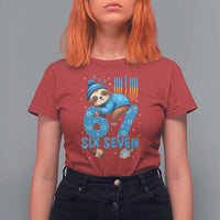 67 Six Seven Meme T Shirt For Women Funny Hanukkah Sloth - Wonder Print Shop