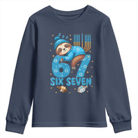 67 Six Seven Meme Youth Sweatshirt Funny Hanukkah Sloth - Wonder Print Shop