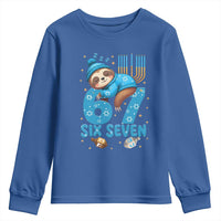 67 Six Seven Meme Youth Sweatshirt Funny Hanukkah Sloth - Wonder Print Shop