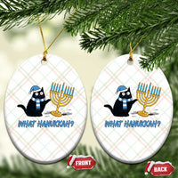 Funny Black Cat Hanukkah Chanukah Ceramic Ornament - Wonder Print Shop