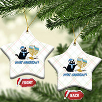 Funny Black Cat Hanukkah Chanukah Ceramic Ornament - Wonder Print Shop