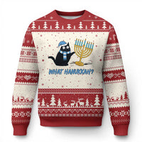 Funny Black Cat Hanukkah Chanukah Ugly Christmas Sweater - Wonder Print Shop
