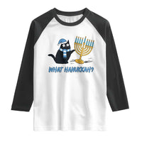 Funny Black Cat Hanukkah Chanukah Raglan Shirt - Wonder Print Shop