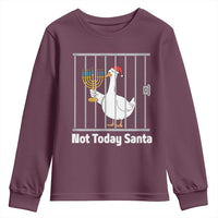 Funny Goose Hanukkah Chanukah Youth Sweatshirt Not Today Santa - Wonder Print Shop
