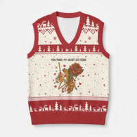 Marcus The Worm Valentine Meme V-Neck Knit Sweater Vest You Make My Heart Go Honk - Wonder Print Shop