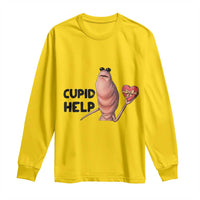 Marcus The Worm Valentine Meme Long Sleeve Shirt Cupid Help - Wonder Print Shop