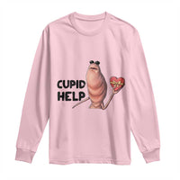 Marcus The Worm Valentine Meme Long Sleeve Shirt Cupid Help - Wonder Print Shop