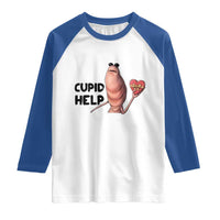 Marcus The Worm Valentine Meme Raglan Shirt Cupid Help - Wonder Print Shop