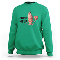 Marcus The Worm Valentine Meme Sweatshirt Cupid Help - Wonder Print Shop