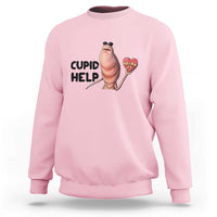 Marcus The Worm Valentine Meme Sweatshirt Cupid Help - Wonder Print Shop