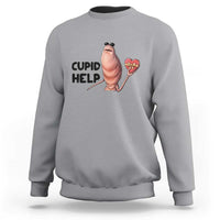 Marcus The Worm Valentine Meme Sweatshirt Cupid Help - Wonder Print Shop
