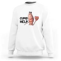 Marcus The Worm Valentine Meme Sweatshirt Cupid Help - Wonder Print Shop