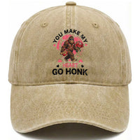 You Make My Heart Go Honk Washed Cotton Baseball Cap Funny Bigfoot Valentine Meme