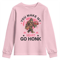 You Make My Heart Go Honk Youth Sweatshirt Funny Bigfoot Valentine Meme - Wonder Print Shop