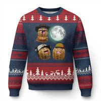 Funny Burnt Peanut Howling at the Moon Ugly Christmas Sweater - Wonder Print Shop