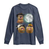 Funny Burnt Peanut Howling at the Moon Long Sleeve Shirt - Wonder Print Shop