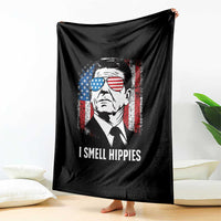 Ronald Reagan 4th of July America Flag Throw Blanket I Smell Hippies