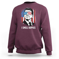 Ronald Reagan 4th of July America Flag Sweatshirt I Smell Hippies