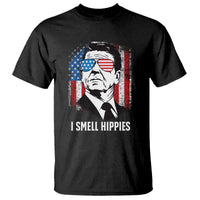 Ronald Reagan 4th of July America Flag T Shirt I Smell Hippies