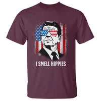 Ronald Reagan 4th of July America Flag T Shirt I Smell Hippies