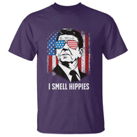Ronald Reagan 4th of July America Flag T Shirt I Smell Hippies