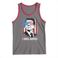 Ronald Reagan 4th of July America Flag Tank Top I Smell Hippies