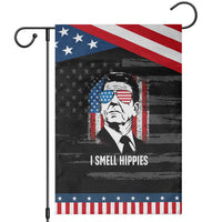 Ronald Reagan 4th of July America Flag Garden Flag I Smell Hippies