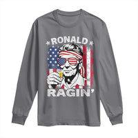 Ronald Reagan Long Sleeve Shirt 4th of July America Flag Beer