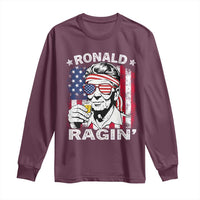 Ronald Reagan Long Sleeve Shirt 4th of July America Flag Beer
