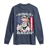 Ronald Reagan Long Sleeve Shirt 4th of July America Flag Beer