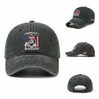 Ronald Reagan Washed Cotton Baseball Cap 4th of July America Flag Beer