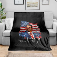 Ronald Regan Patriotic American Flag President Throw Blanket