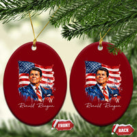 Ronald Regan Patriotic American Flag President Ceramic Ornament
