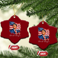 Ronald Regan Patriotic American Flag President Ceramic Ornament