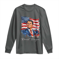 Ronald Regan Patriotic American Flag President Long Sleeve Shirt
