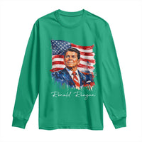 Ronald Regan Patriotic American Flag President Long Sleeve Shirt