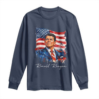 Ronald Regan Patriotic American Flag President Long Sleeve Shirt