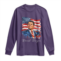 Ronald Regan Patriotic American Flag President Long Sleeve Shirt