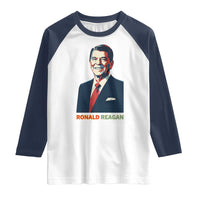 Ronald Regan Raglan Shirt American Flag US President