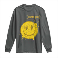 I Hate You Long Sleeve Shirt Vintage Yellow Happy Smile Face