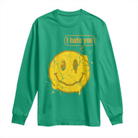 I Hate You Long Sleeve Shirt Vintage Yellow Happy Smile Face
