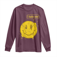 I Hate You Long Sleeve Shirt Vintage Yellow Happy Smile Face