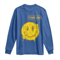 I Hate You Long Sleeve Shirt Vintage Yellow Happy Smile Face
