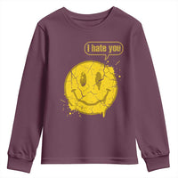 I Hate You Youth Sweatshirt Vintage Yellow Happy Smile Face