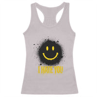 I Hate You Racerback Tank Top Funny Smile Face Emoticon Meme