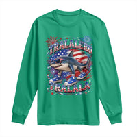 Tralalero Tralala Shark Italian Brainrot 4th Of July Meme Long Sleeve Shirt
